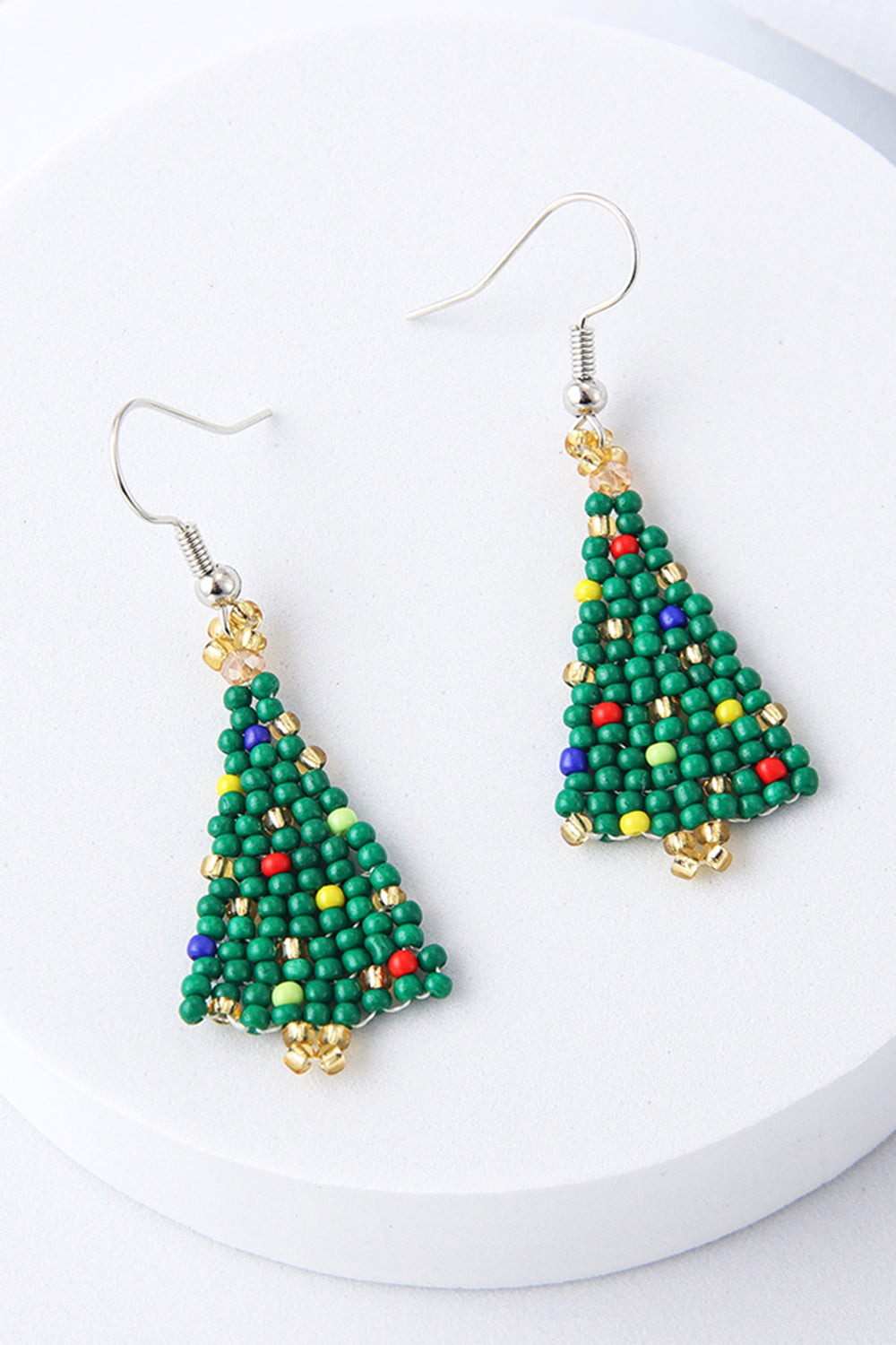 Beaded Christmas Tree Earrings