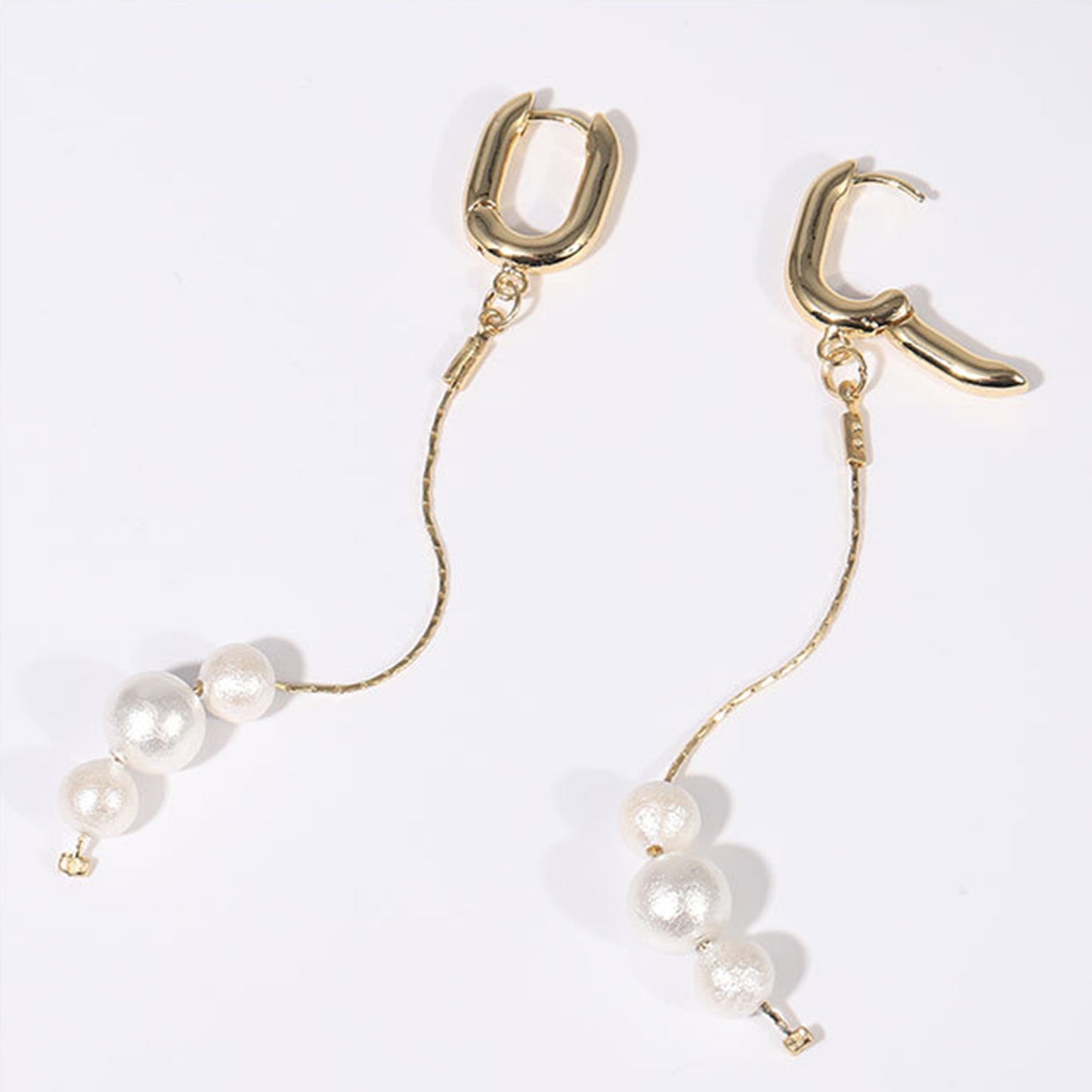 Gold-Plated Pearl Bar Earrings