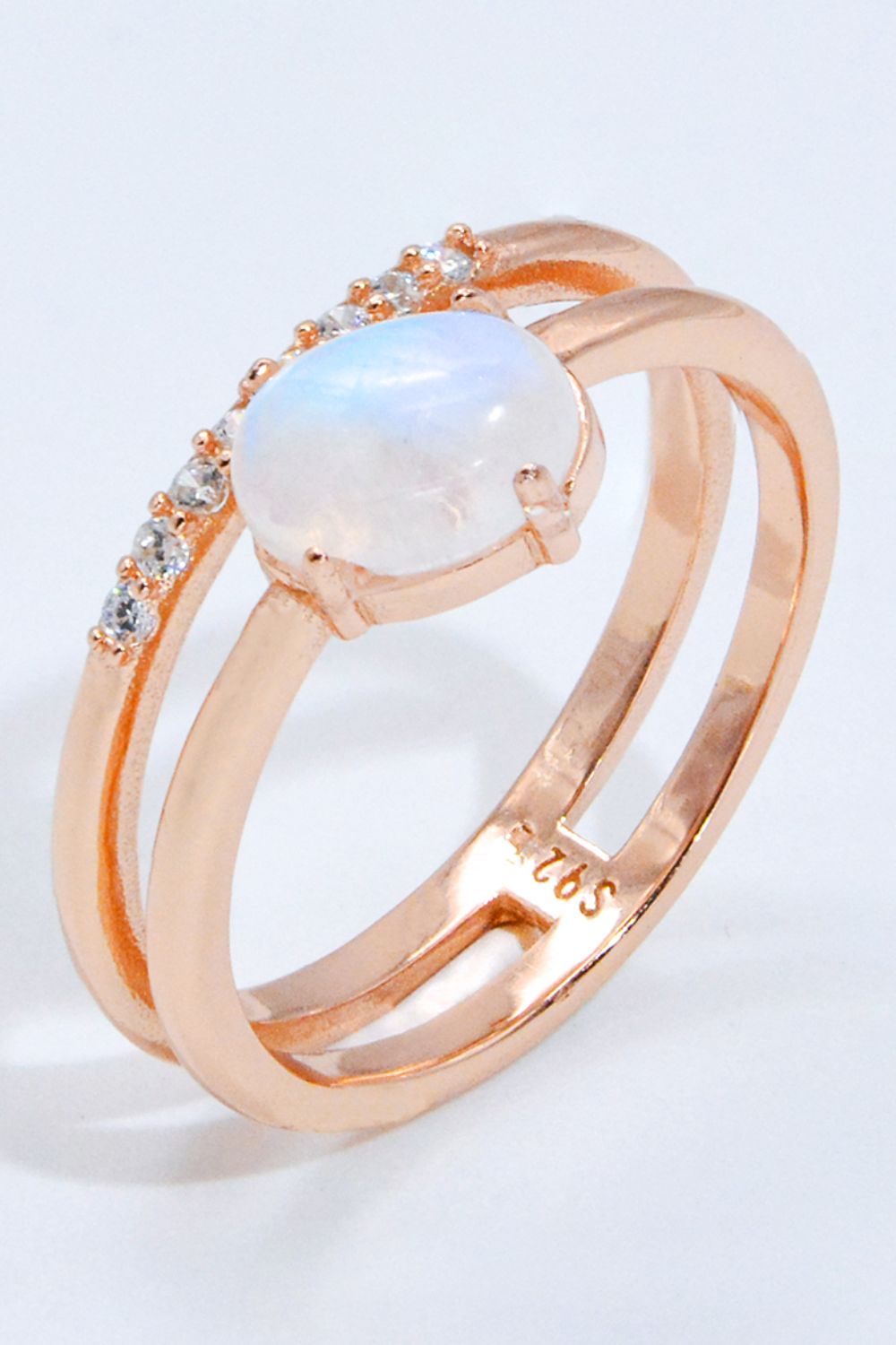 Natural Moonstone and Zircon Double-Layered Ring