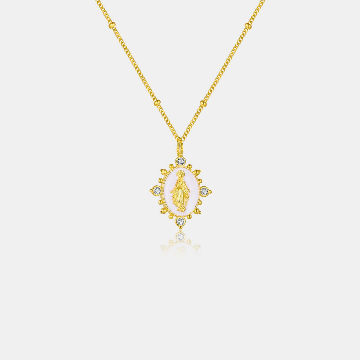 18K Gold-Plated Spring Ring Closure Pendant Necklace