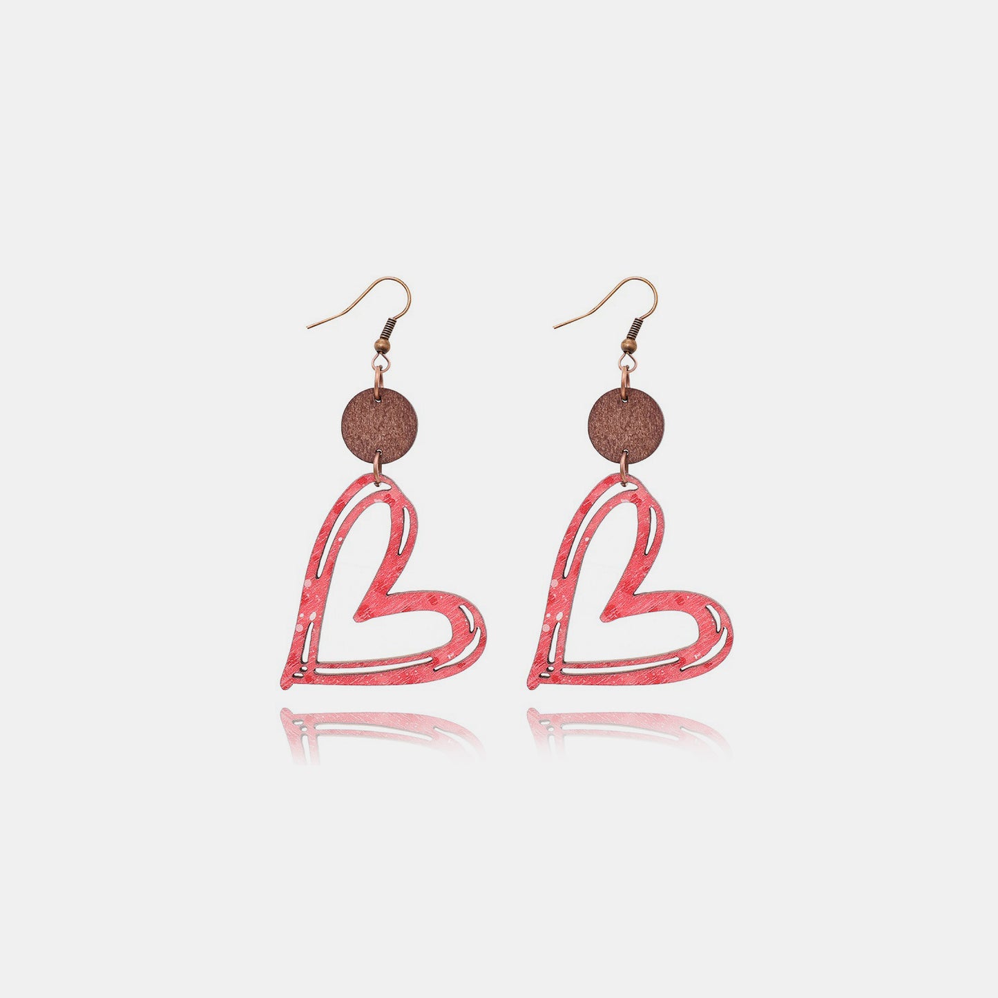 Cutout Heart Shape Wood Earrings