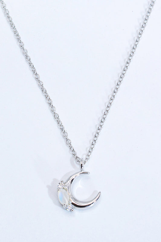 Natural Moonstone Moon Pendant Necklace