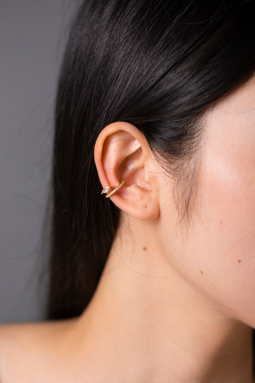 Inlaid Zircon Single Cuff Earring