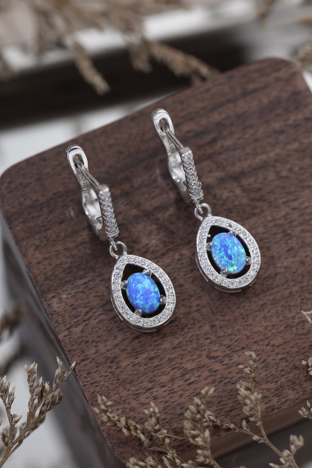 Opal Pear Shaped Drop Earrings