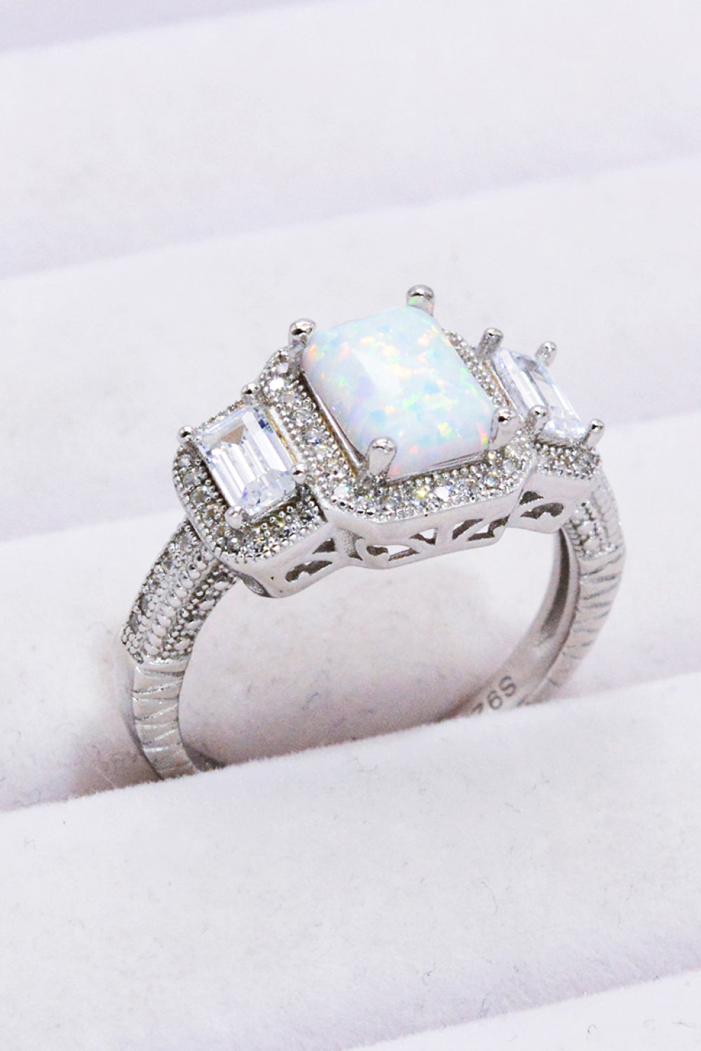 925 Sterling Silver Square Opal Ring