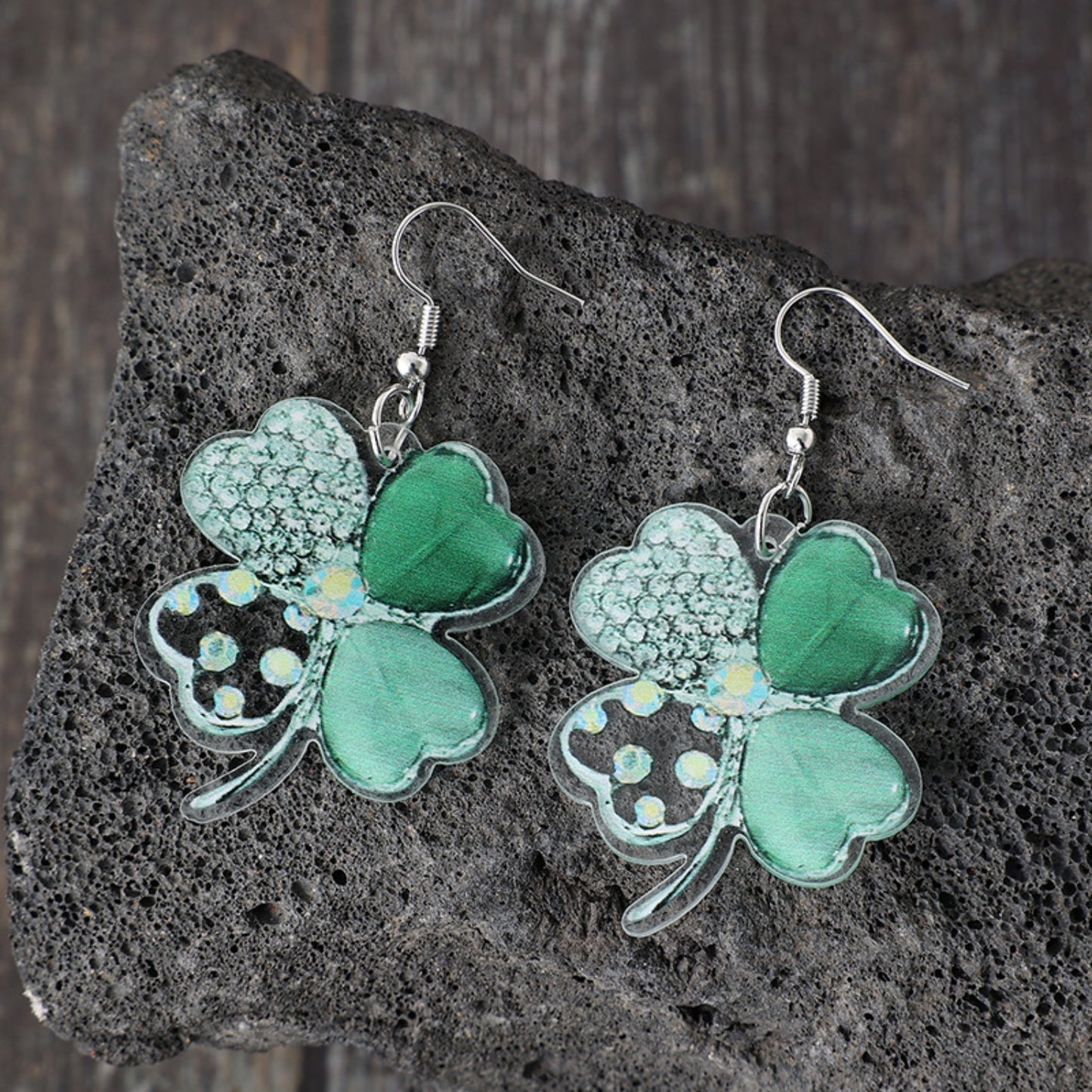 Lucky Clover Acrylic Dangle Earrings