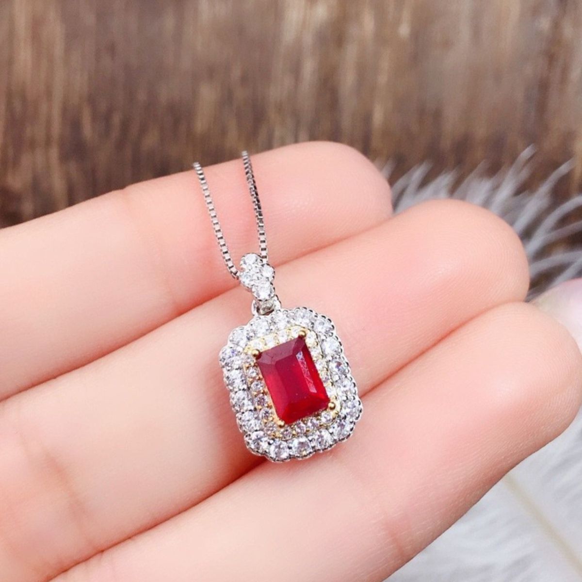 Silver-Plated Zircon Pendant Necklace