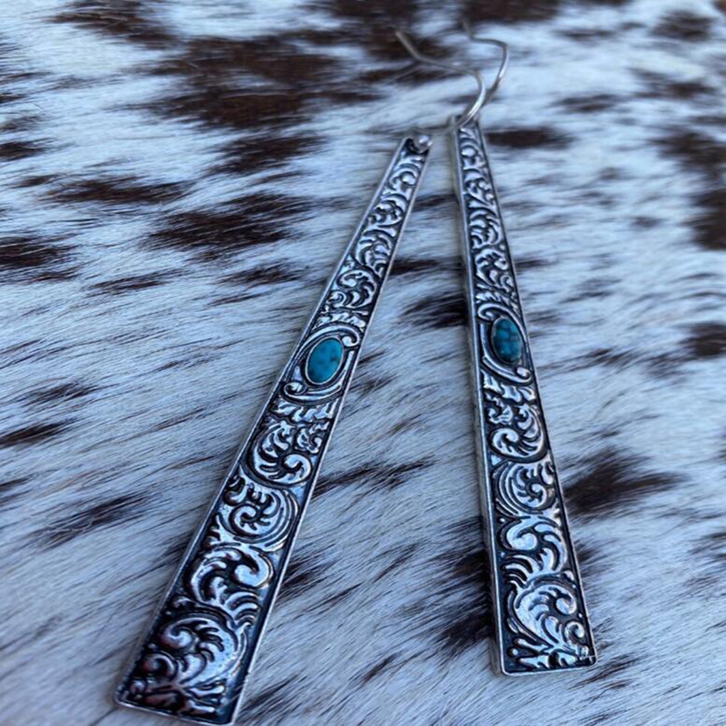 Artificial Turquoise Bar Earrings