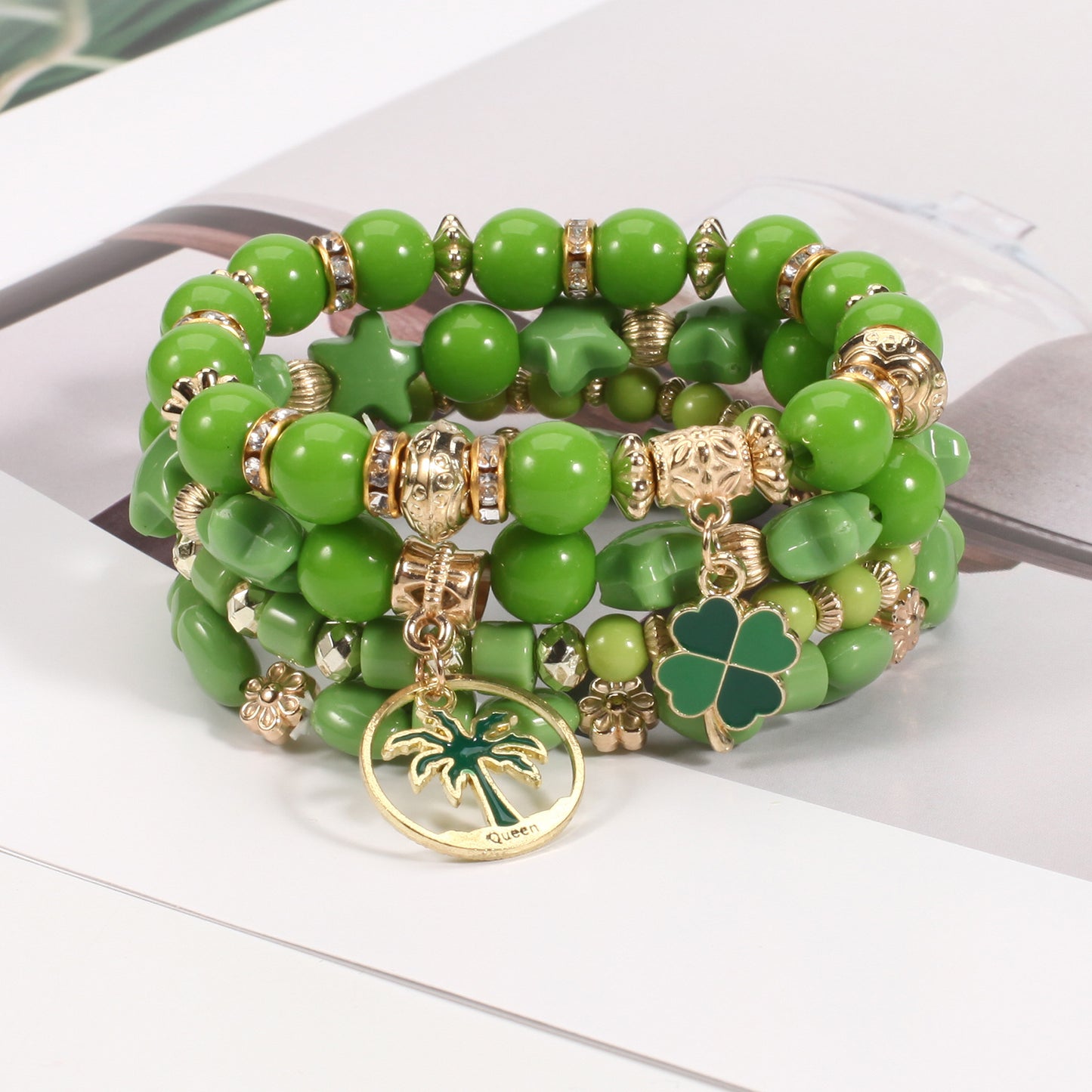 Beaded Soft Pottery Charm Bracelet