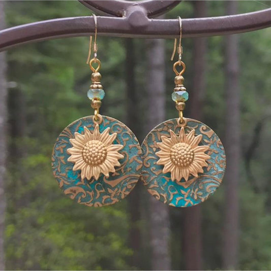 Sunflower Alloy Drop Earrings