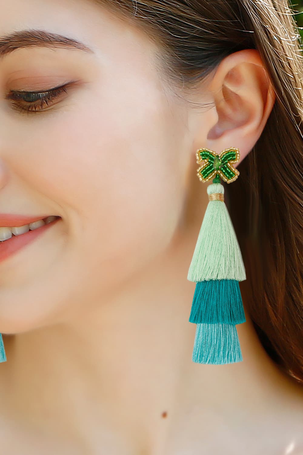 Triple-Layer Tassel Dangle Earrings