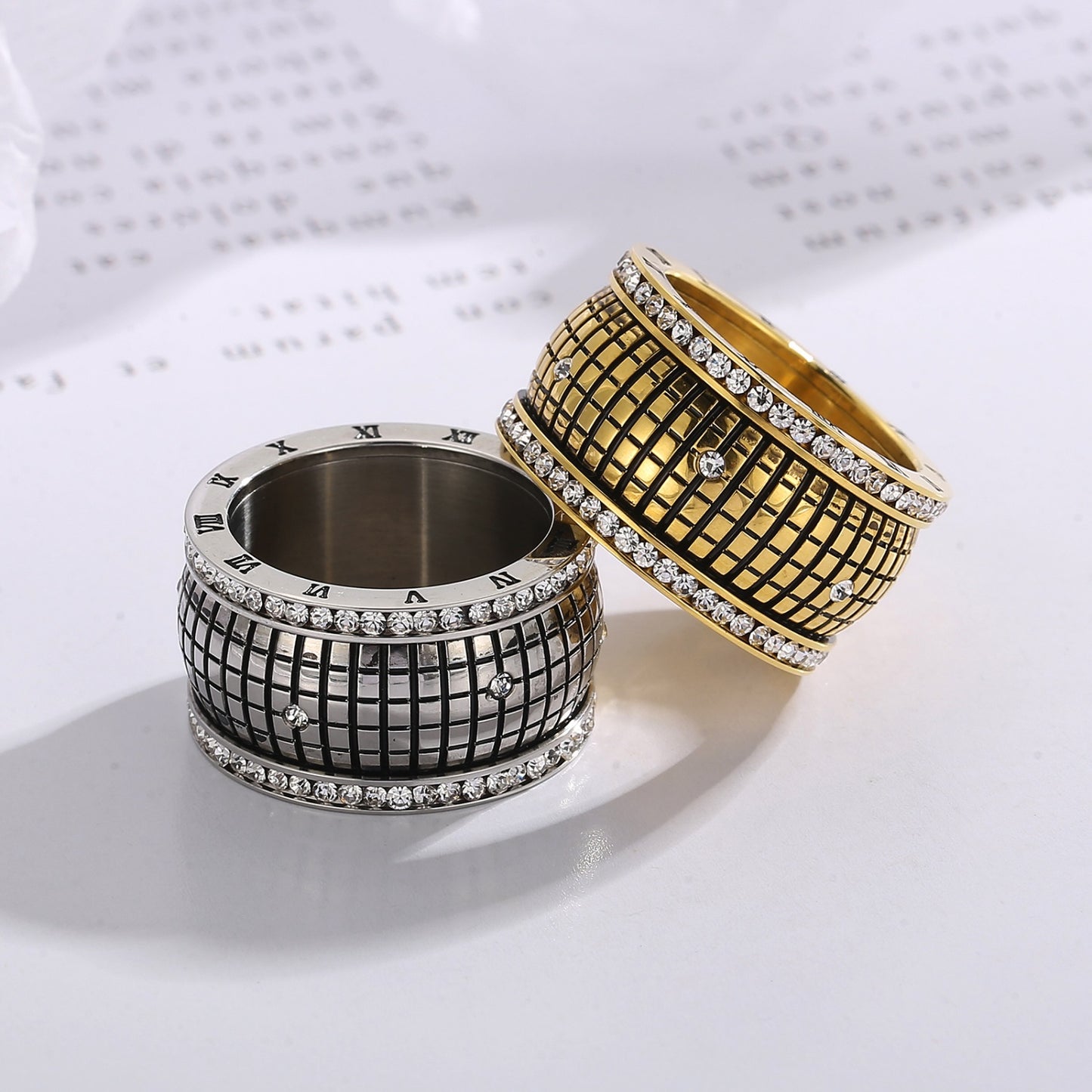 Inlaid Rhinestone Stainless Steel Ring