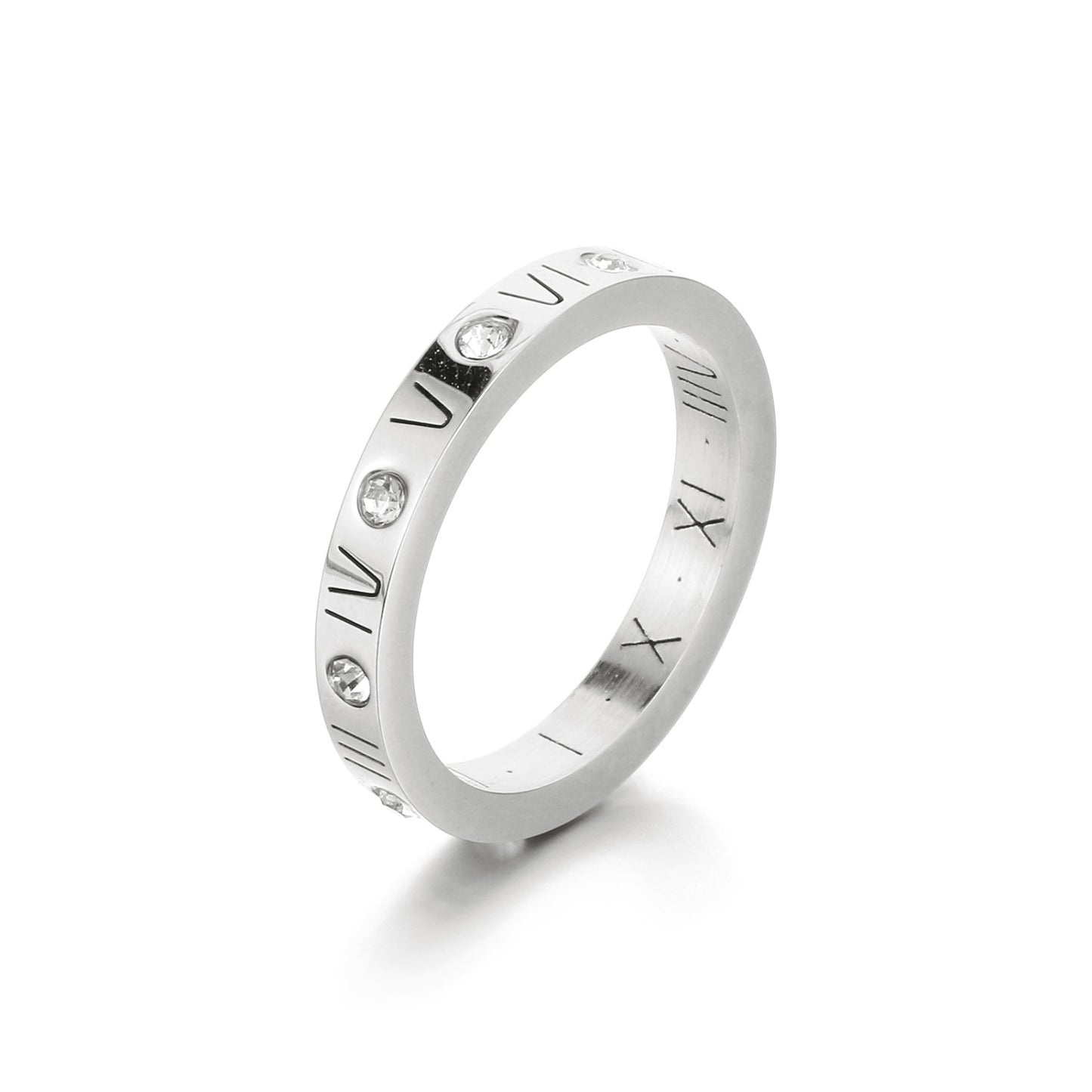 Inlaid Zircon Stainless Steel Ring