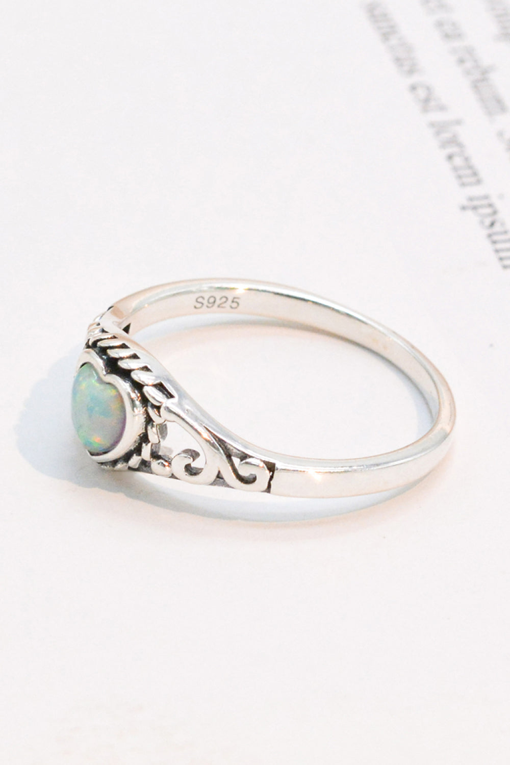 925 Sterling Silver Heart-Shape Opal Ring