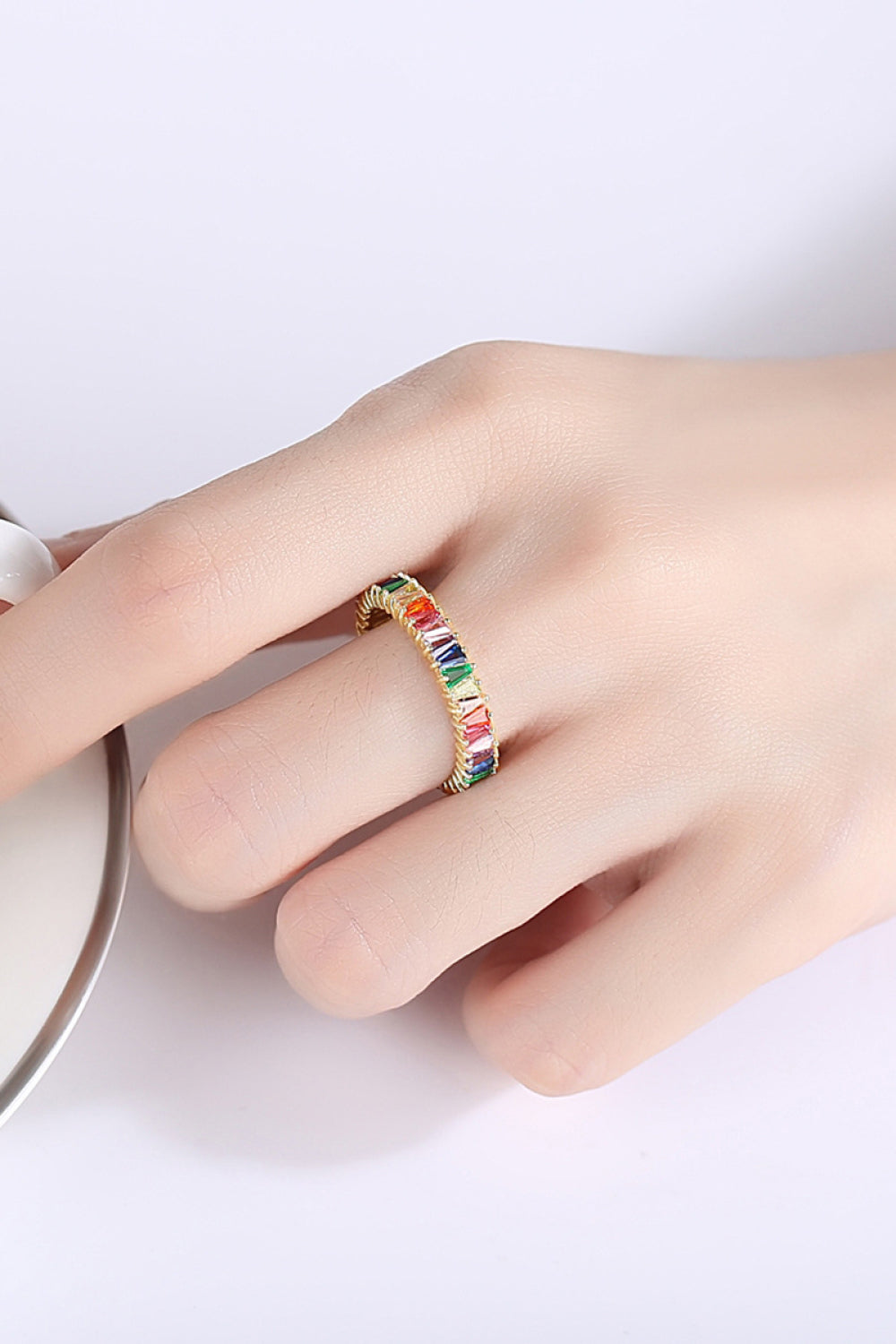 Multicolored Cubic Zirconia 925 Sterling Silver Ring