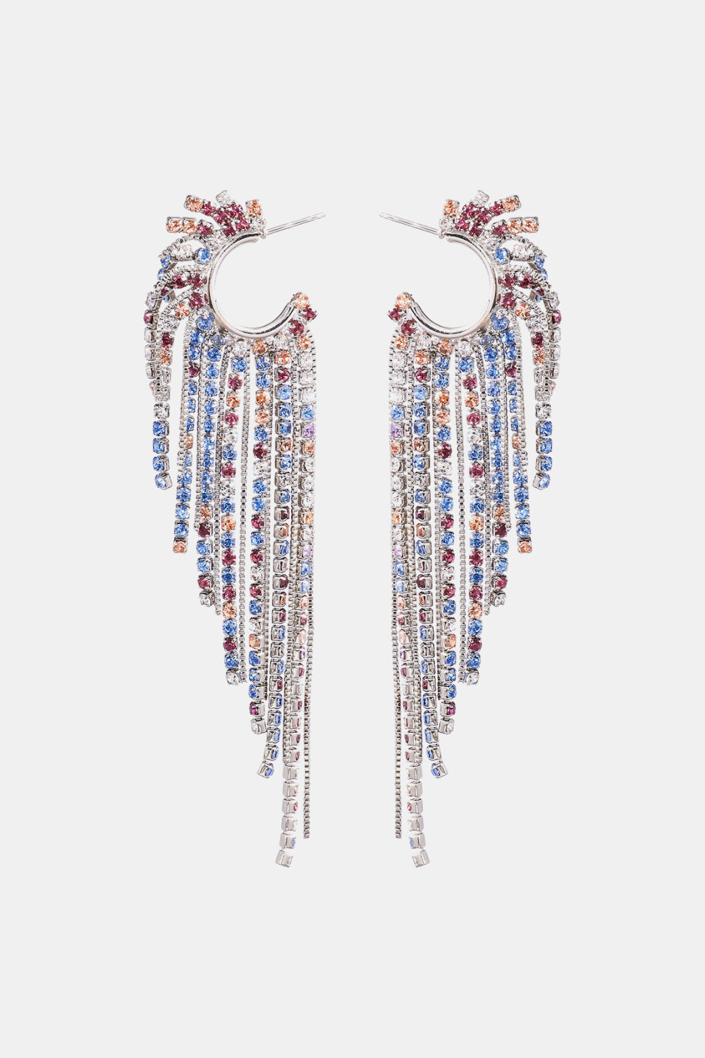 Fringed Rhinestone Zinc Alloy Dangle Earrings