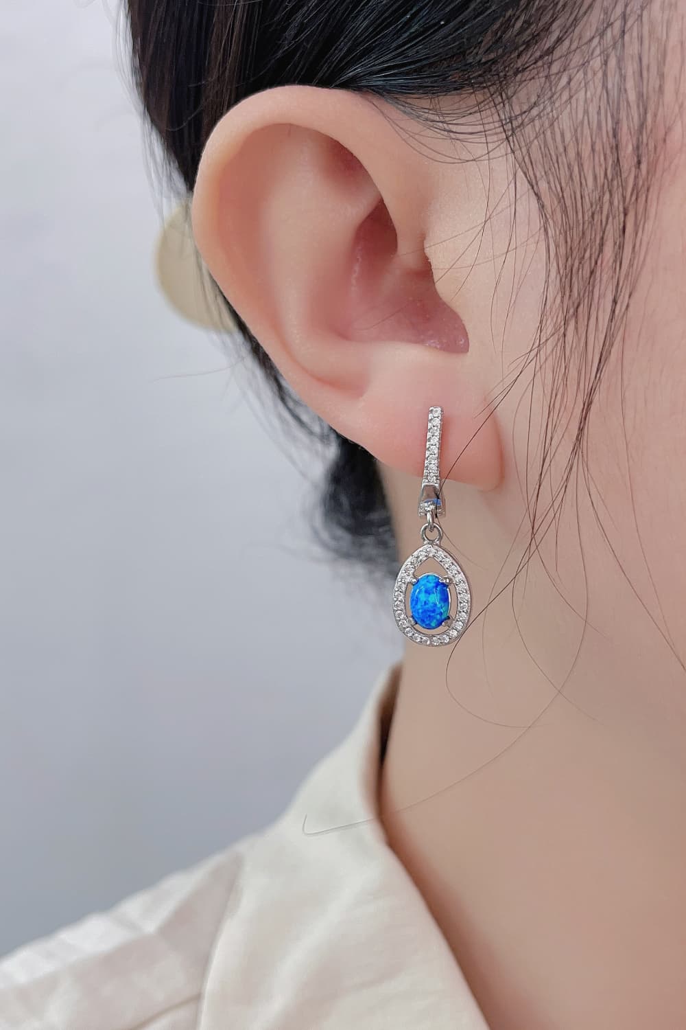 Opal Pear Shaped Drop Earrings