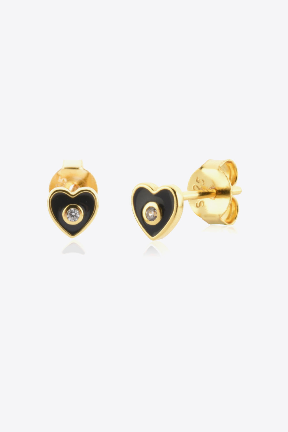 Zircon 925 Sterling Silver Heart Stud Earrings