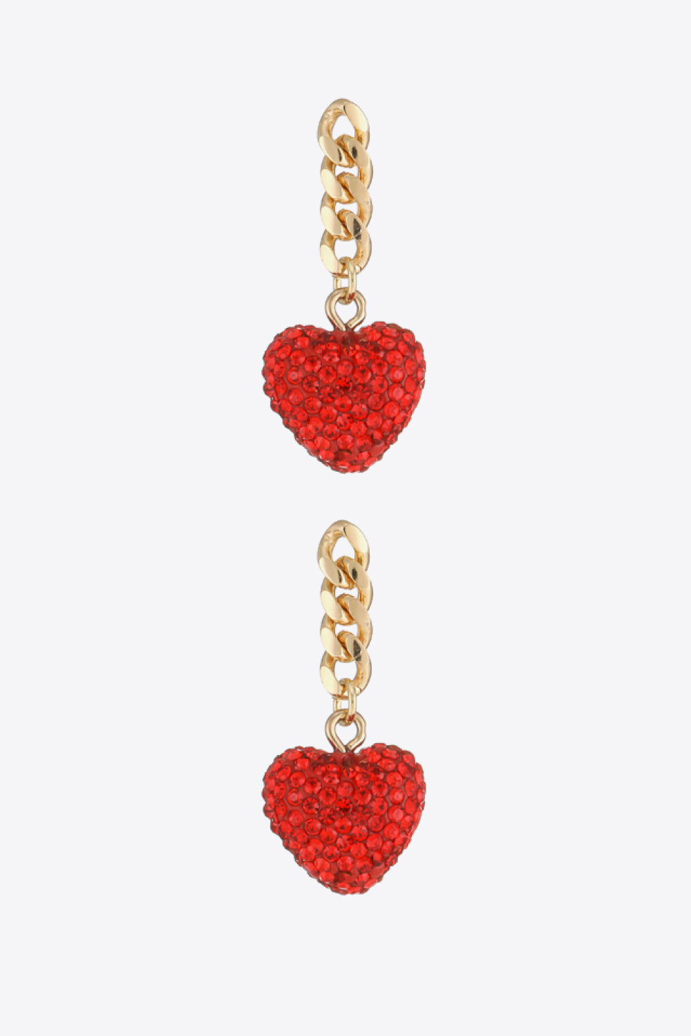 Rhinestone Heart Chain Drop Earrings