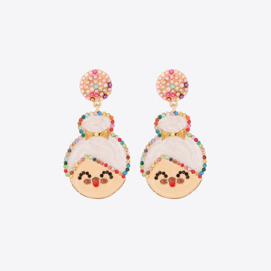 Rhinestone Alloy Mrs. Claus Earrings