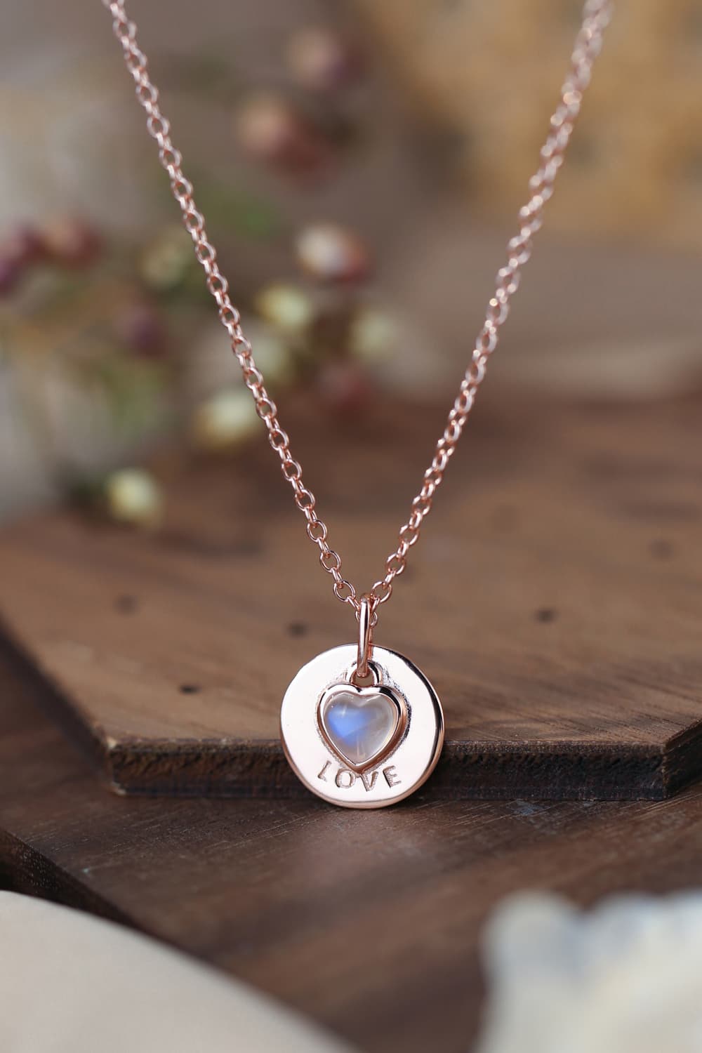 Moonstone LOVE Heart Pendant 925 Sterling Silver Necklace