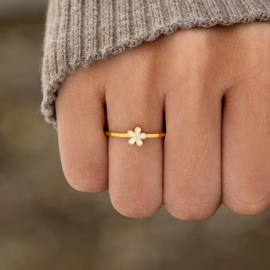 925 Sterling Silver Enamel Flower Ring