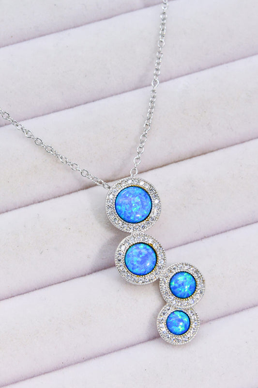 Opal Round Pendant Chain-Link Necklace