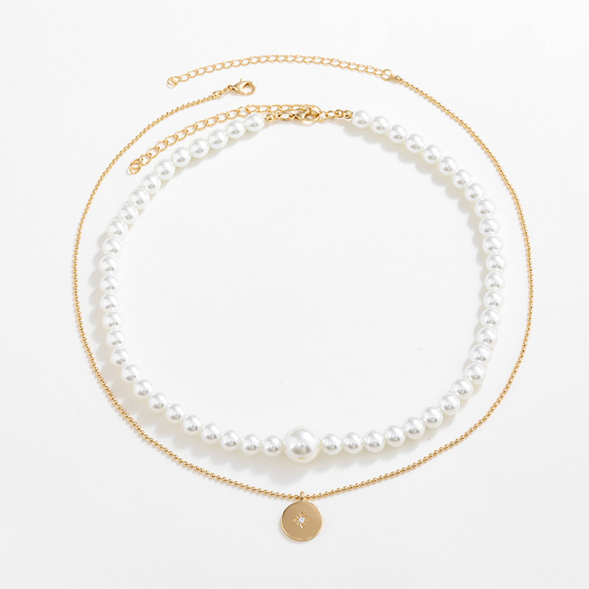 Gold-Plated Glass Pearl Necklace