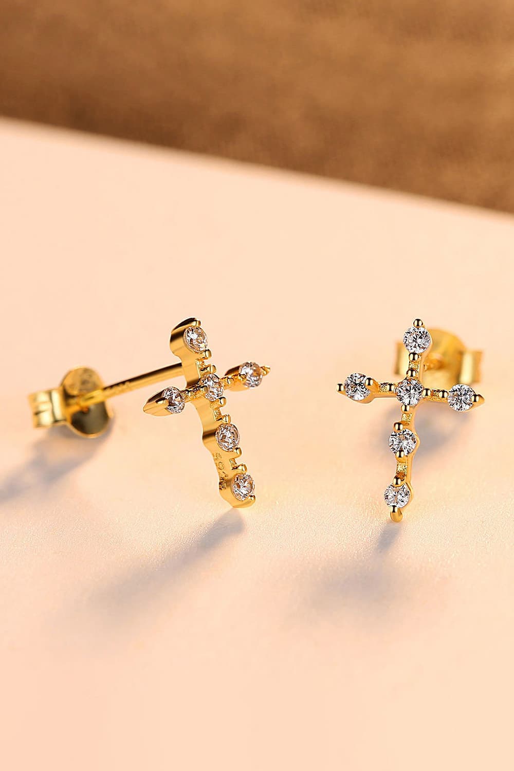 Zircon Cross 925 Sterling Silver Earrings