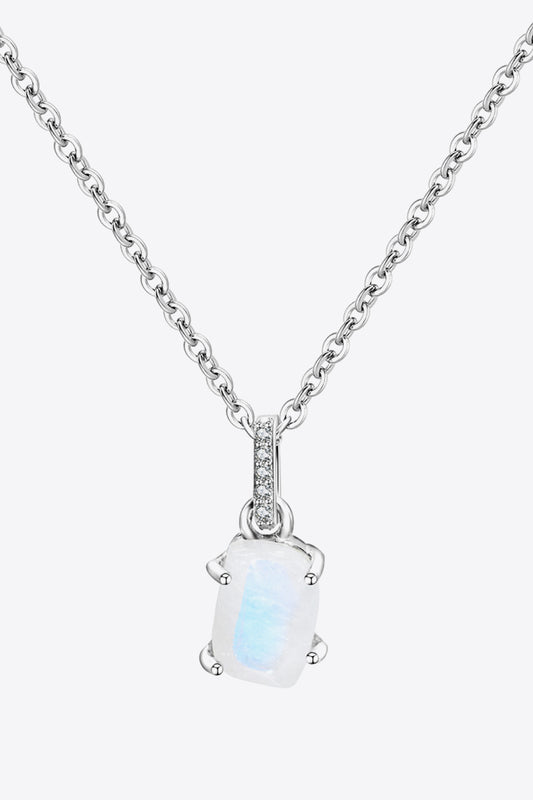 Natural Moonstone 4-Prong Pendant Necklace