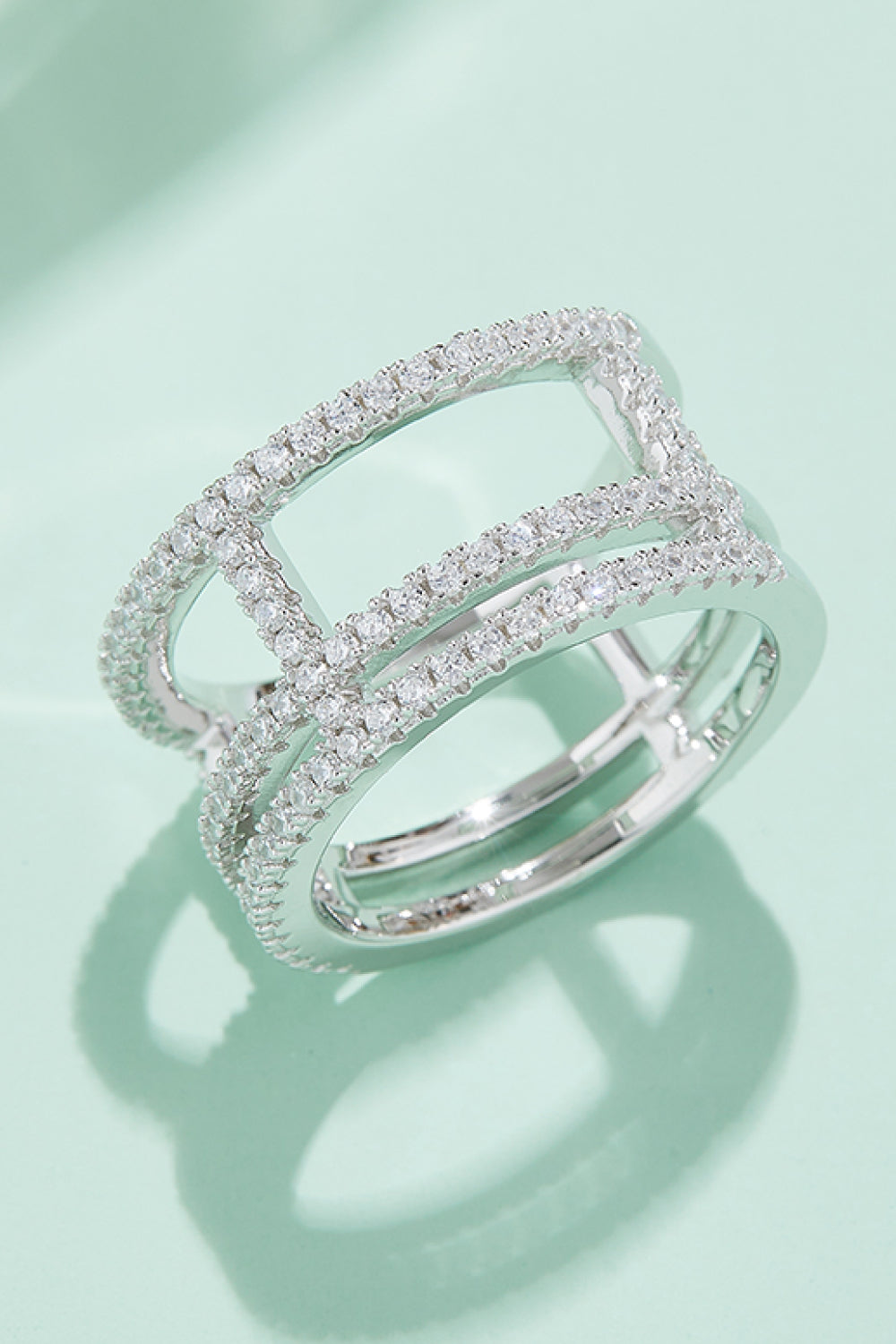 Adored Moissanite Cutout Wide Ring