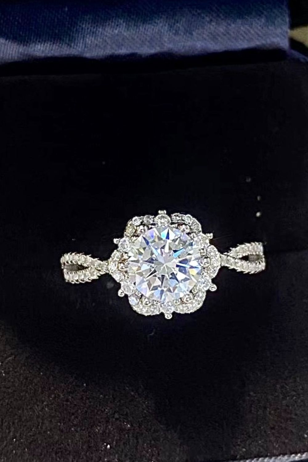 Platinum-Plated Six Prong 1 Carat Moissanite Ring