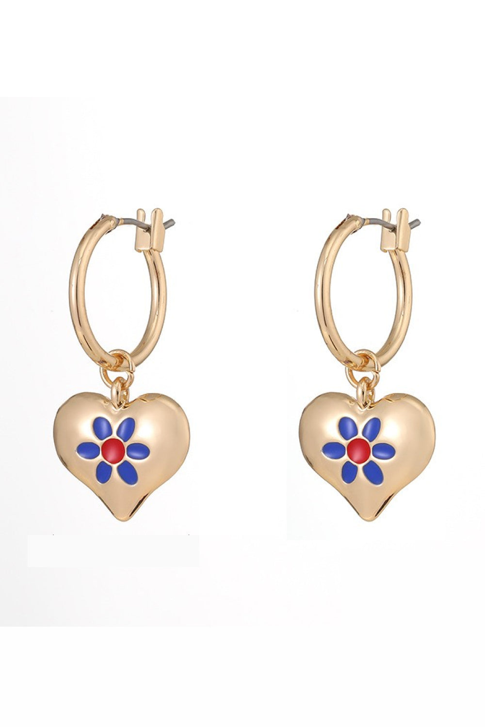 Contrast Copper Heart Drop Earrings