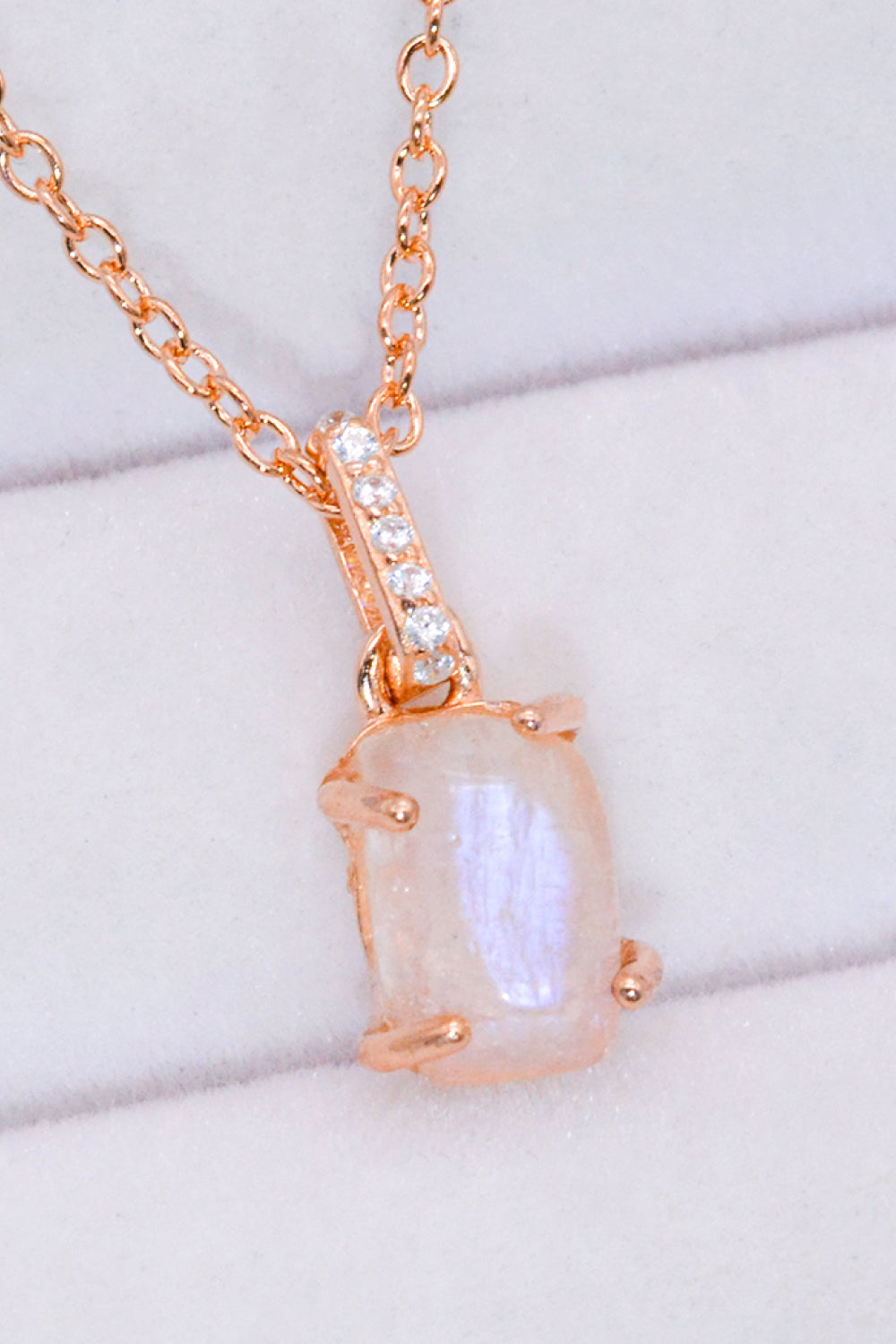 Natural Moonstone 4-Prong Pendant Necklace