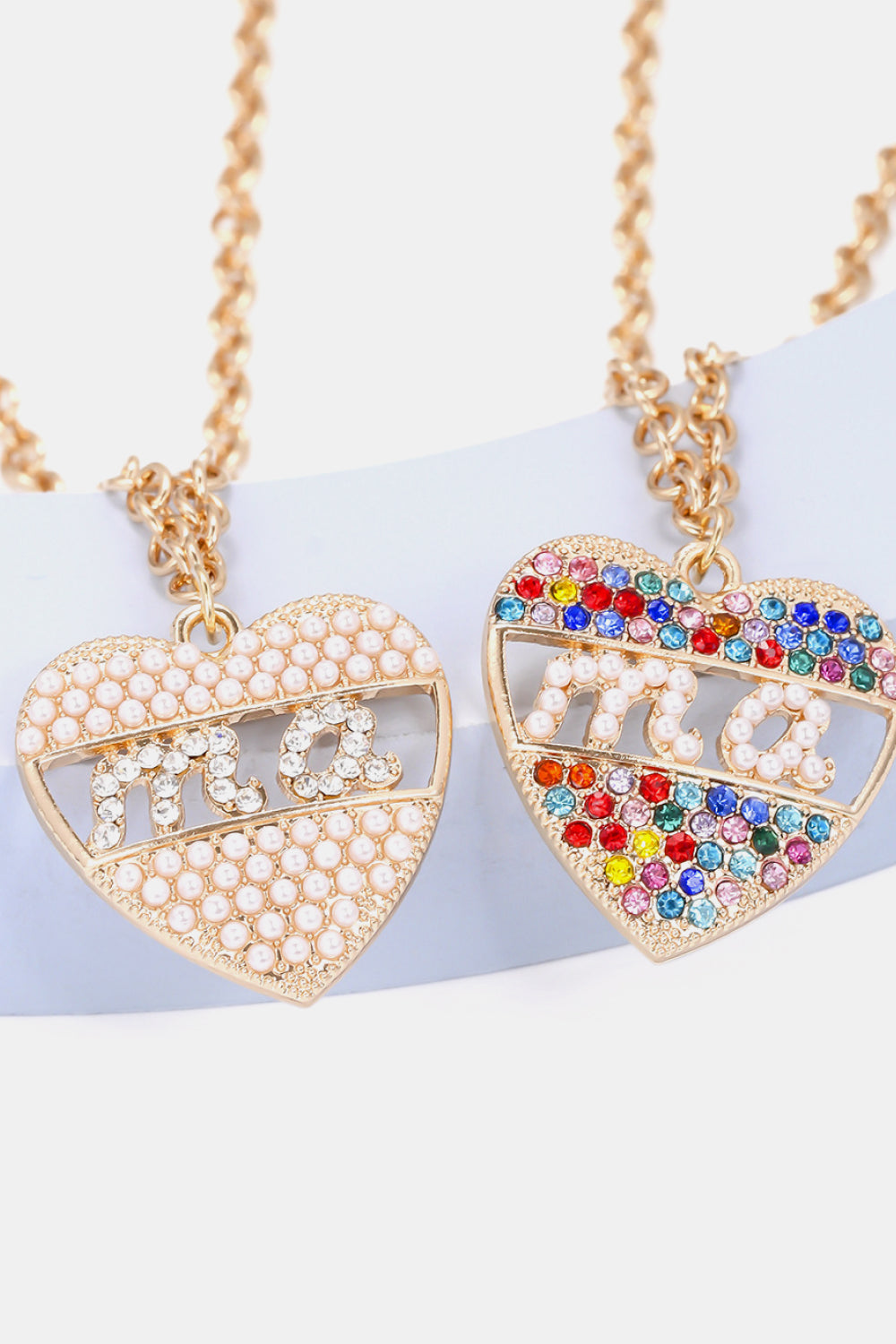 Heart Shape MA Rhinestone Pendant Necklace