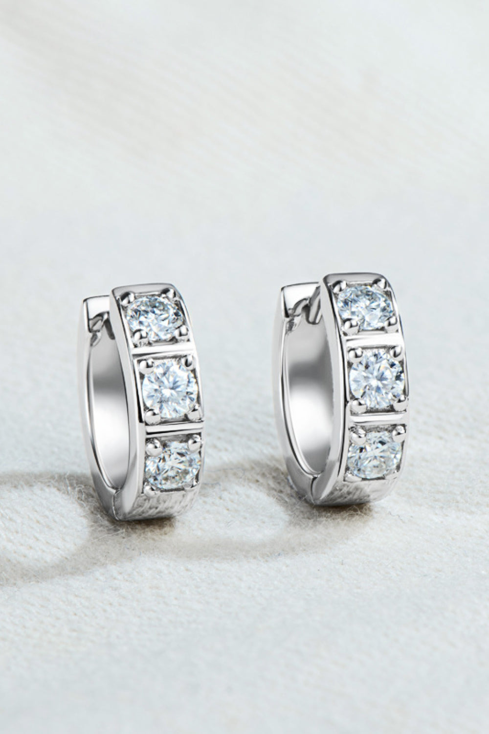 Inlaid Moissanite Huggie Earrings